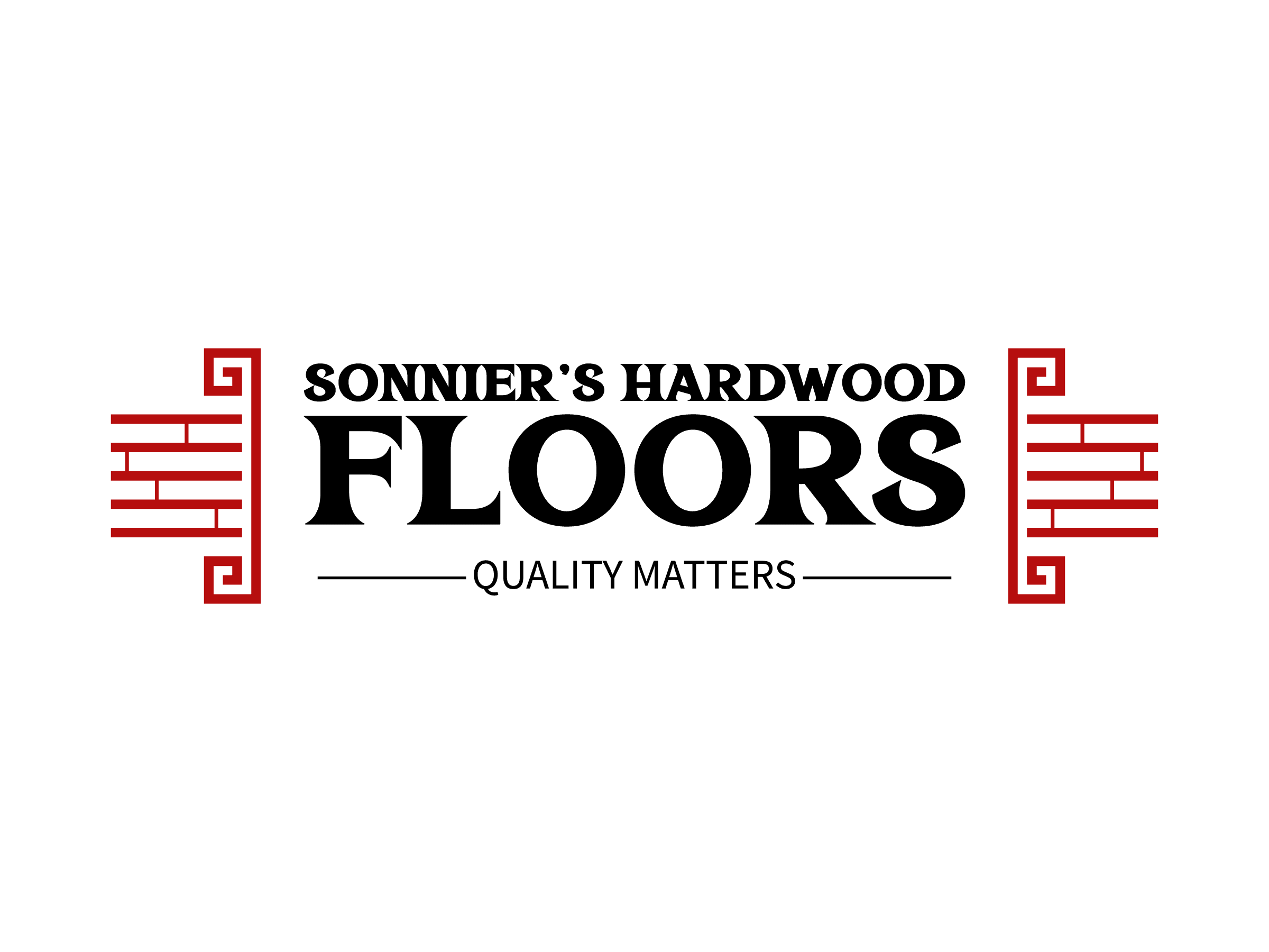 Red geometric patterns on a black background.